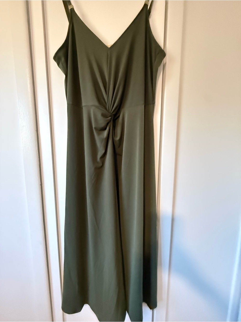 Michael Kors Olive Green Knot-Front Maxi Dress